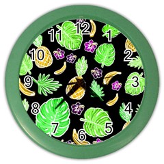 Tropical Pattern Color Wall Clocks by Valentinaart