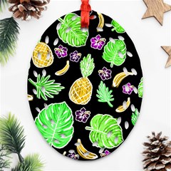 Tropical Pattern Oval Filigree Ornament (two Sides) by Valentinaart