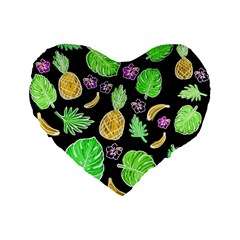 Tropical Pattern Standard 16  Premium Flano Heart Shape Cushions by Valentinaart