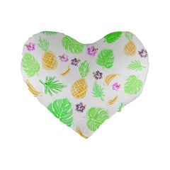 Tropical Pattern Standard 16  Premium Flano Heart Shape Cushions by Valentinaart