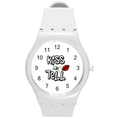 Kiss And Tell Round Plastic Sport Watch (m) by Valentinaart