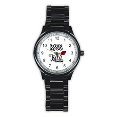 Kiss And Tell Stainless Steel Round Watch by Valentinaart