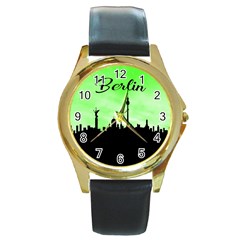 Berlin Round Gold Metal Watch by Valentinaart