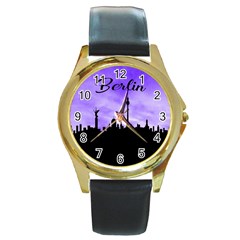 Berlin Round Gold Metal Watch by Valentinaart