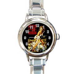 Attack Of The 50 Ft Woman Round Italian Charm Watch by Valentinaart