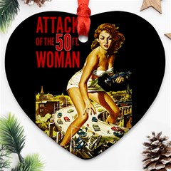 Attack Of The 50 Ft Woman Ornament (heart) by Valentinaart