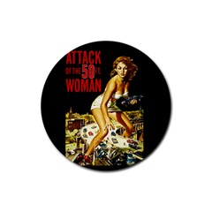 Attack Of The 50 Ft Woman Rubber Round Coaster (4 Pack)  by Valentinaart