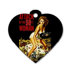 Attack Of The 50 Ft Woman Dog Tag Heart (one Side) by Valentinaart