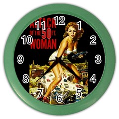 Attack Of The 50 Ft Woman Color Wall Clocks by Valentinaart