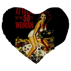 Attack Of The 50 Ft Woman Large 19  Premium Heart Shape Cushions by Valentinaart