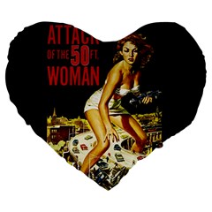 Attack Of The 50 Ft Woman Large 19  Premium Flano Heart Shape Cushions by Valentinaart