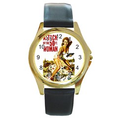 Attack of the 50 ft woman Round Gold Metal Watch