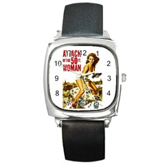 Attack of the 50 ft woman Square Metal Watch