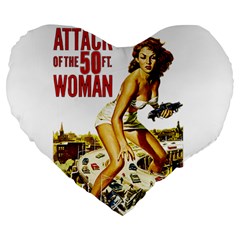 Attack of the 50 ft woman Large 19  Premium Flano Heart Shape Cushions