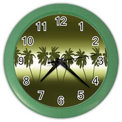 Tropical Sunset Color Wall Clocks by Valentinaart