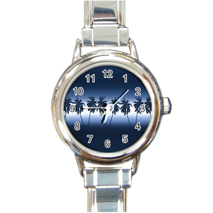 Tropical sunset Round Italian Charm Watch