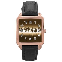 Tropical Sunset Rose Gold Leather Watch 