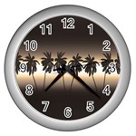 Tropical sunset Wall Clocks (Silver)  Front