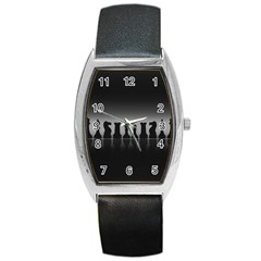 Chess Pieces Barrel Style Metal Watch by Valentinaart