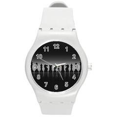 Chess Pieces Round Plastic Sport Watch (m) by Valentinaart