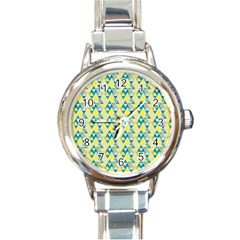 Colorful Triangle Pattern Round Italian Charm Watch by berwies