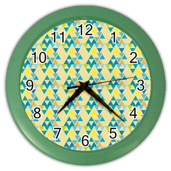 colorful triangle pattern Color Wall Clocks