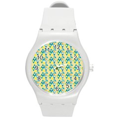 Colorful Triangle Pattern Round Plastic Sport Watch (m) by berwies