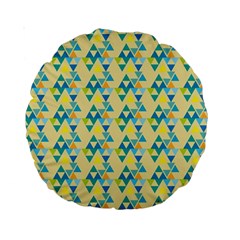 Colorful Triangle Pattern Standard 15  Premium Round Cushions by berwies