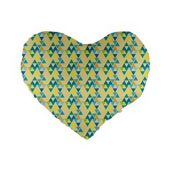 Colorful Triangle Pattern Standard 16  Premium Heart Shape Cushions by berwies