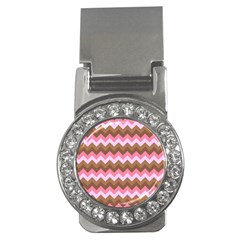 Shades Of Pink And Brown Retro Zigzag Chevron Pattern Money Clips (cz)  by Nexatart