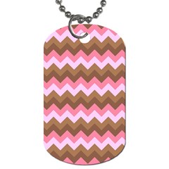 Shades Of Pink And Brown Retro Zigzag Chevron Pattern Dog Tag (one Side) by Nexatart