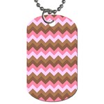 Shades Of Pink And Brown Retro Zigzag Chevron Pattern Dog Tag (One Side) Front