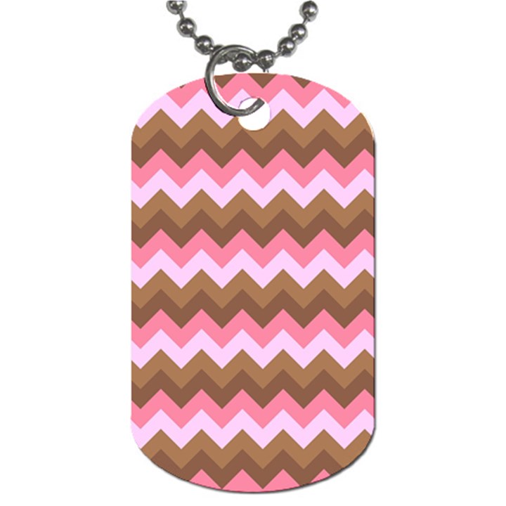 Shades Of Pink And Brown Retro Zigzag Chevron Pattern Dog Tag (One Side)