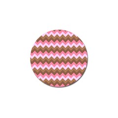 Shades Of Pink And Brown Retro Zigzag Chevron Pattern Golf Ball Marker (4 Pack) by Nexatart