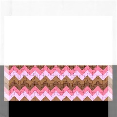 Shades Of Pink And Brown Retro Zigzag Chevron Pattern Rectangular Jigsaw Puzzl by Nexatart