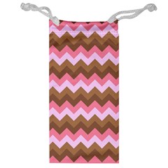 Shades Of Pink And Brown Retro Zigzag Chevron Pattern Jewelry Bag by Nexatart