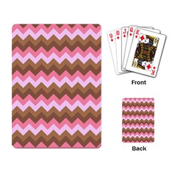 Shades Of Pink And Brown Retro Zigzag Chevron Pattern Playing Card by Nexatart