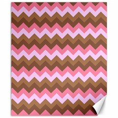 Shades Of Pink And Brown Retro Zigzag Chevron Pattern Canvas 8  X 10  by Nexatart