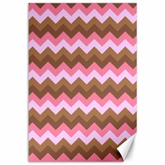 Shades Of Pink And Brown Retro Zigzag Chevron Pattern Canvas 12  X 18   by Nexatart