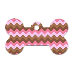 Shades Of Pink And Brown Retro Zigzag Chevron Pattern Dog Tag Bone (two Sides) by Nexatart