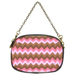 Shades Of Pink And Brown Retro Zigzag Chevron Pattern Chain Purses (one Side)  by Nexatart