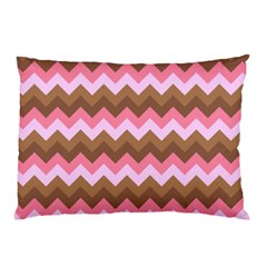 Shades Of Pink And Brown Retro Zigzag Chevron Pattern Pillow Case by Nexatart