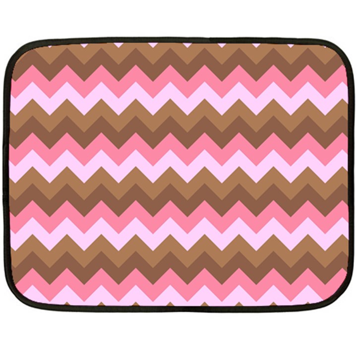 Shades Of Pink And Brown Retro Zigzag Chevron Pattern Fleece Blanket (Mini)