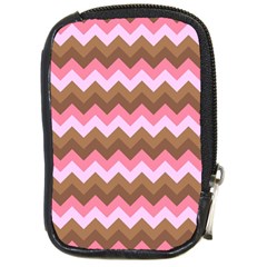 Shades Of Pink And Brown Retro Zigzag Chevron Pattern Compact Camera Cases by Nexatart