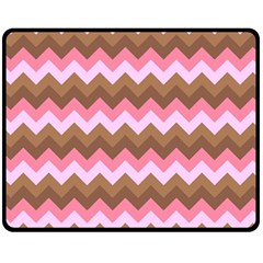 Shades Of Pink And Brown Retro Zigzag Chevron Pattern Fleece Blanket (medium)  by Nexatart