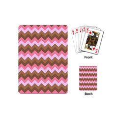 Shades Of Pink And Brown Retro Zigzag Chevron Pattern Playing Cards (mini)  by Nexatart