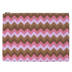 Shades Of Pink And Brown Retro Zigzag Chevron Pattern Cosmetic Bag (xxl)  by Nexatart