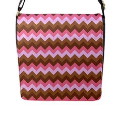 Shades Of Pink And Brown Retro Zigzag Chevron Pattern Flap Messenger Bag (l)  by Nexatart