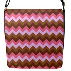 Shades Of Pink And Brown Retro Zigzag Chevron Pattern Flap Messenger Bag (s) by Nexatart