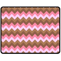 Shades Of Pink And Brown Retro Zigzag Chevron Pattern Double Sided Fleece Blanket (medium)  by Nexatart